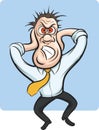 Cartoon vector stressful business person squeezing his head