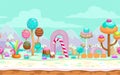 Cartoon vector sweet candy land, seamless scene