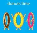 Cartoon vector of three funny donuts.