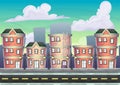 Cartoon vector urban landscape with separated layers Royalty Free Stock Photo