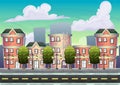 Cartoon vector urban landscape with separated layers Royalty Free Stock Photo