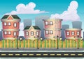 Cartoon vector urban landscape with separated layers Royalty Free Stock Photo