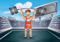 Cartoon vector weightlifting sport with separated layers for game and animation