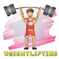 Cartoon vector weightlifting sport with separated layers for game and animation