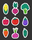 Cartoon vegetable characters. Sticker Bookmark