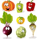 Cartoon Vegetable With Funny Faces - Vector Illustration Character