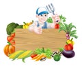 Cartoon Vegetables Gardener Sign Royalty Free Stock Photo