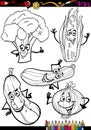 Cartoon vegetables set for coloring book Royalty Free Stock Photo