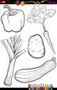 Cartoon vegetables set for coloring book