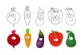 Cartoon vegetables set. Coloring book pages for kids. Beetroot,