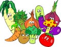 Cartoon Vegetables Vector in Color Royalty Free Stock Photo