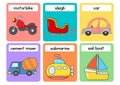 Cartoon Vehicles Flashcards - 1