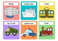 Cartoon Vehicles Flashcards - 4