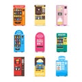 Cartoon Vending Machine Set. Vector Royalty Free Stock Photo