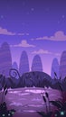 Cartoon vertical night landscape illustration