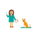 Cartoon Veterinarian with a Cat. Vector Illustration Royalty Free Stock Photo