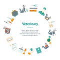 Cartoon Veterinary and Grooming Banner Card Circle. Vector