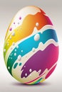 Cartoon vibrantly striped easter egg