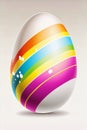 Cartoon vibrantly striped easter egg