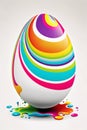 Cartoon vibrantly striped easter egg