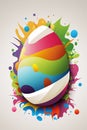 Cartoon vibrantly striped easter egg