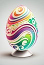 Cartoon vibrantly wavy striped easter egg