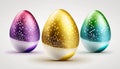 Cartoon vibrantly easter eggs gradient spring colors with glitter