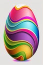 Cartoon vibrantly wavy easter egg with white background