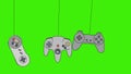 Cartoon Video Game Consoles Joystick Swinging on a Green Screen Background