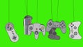 Cartoon Video Game Consoles Joystick Swinging on a Green Screen Background