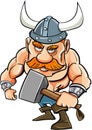 Cartoon viking with a big hammer Royalty Free Stock Photo