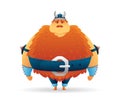 Cartoon viking cute fat character. Funny cartoon. Vector illustration isolated