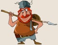 Cartoon viking red man with a weapon Royalty Free Stock Photo