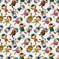 Cartoon vikings pirate seamless pattern Royalty Free Stock Photo