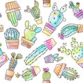 Cartoon vintage cactus illustration