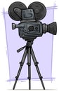 Cartoon vintage retro movie camera on tripod Royalty Free Stock Photo