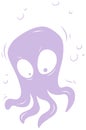 Cartoon violet cute alien monster vector icon