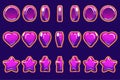 Cartoon violet heart, coin and star turn-based animation,GUI to build 2D games. Casual Game. Can be used in mobile or