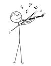 Cartoon of Violinist Playing Music on Violin