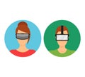 Cartoon Virtual Reality Glasses Avatars Set. Vector