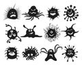 Cartoon virus black icons