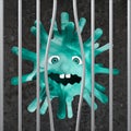 Cartoon virus jail coronavirus covid-19