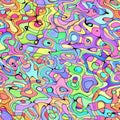 Cartoon vivid psychedelic wavy background doodle surreal seamless design