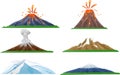 Cartoon volcano eruption set