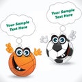 Cartoon Volleyball Ball and Soccer Ball