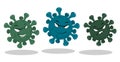 Cartoon vruses with different facial expressions. Evil bacteria and dangerous microorganisms. Vector isolated on white background