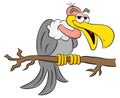 Cartoon vulture sitting on a branch
