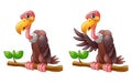 Cartoon Vulture on a tree branch collections Royalty Free Stock Photo