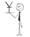 Cartoon of Waiter or Businessman Holding Salver or Tray With Chinese Yuan or Renminbi Currency Symbol