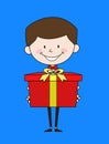 Cartoon Waiter Caterer - Presenting a Gift Box